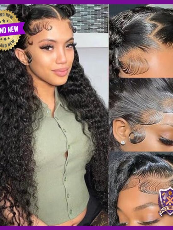 13x6 HD Lace Front Wig 250% Density Deep Wave Human Hair Glueless main image 5